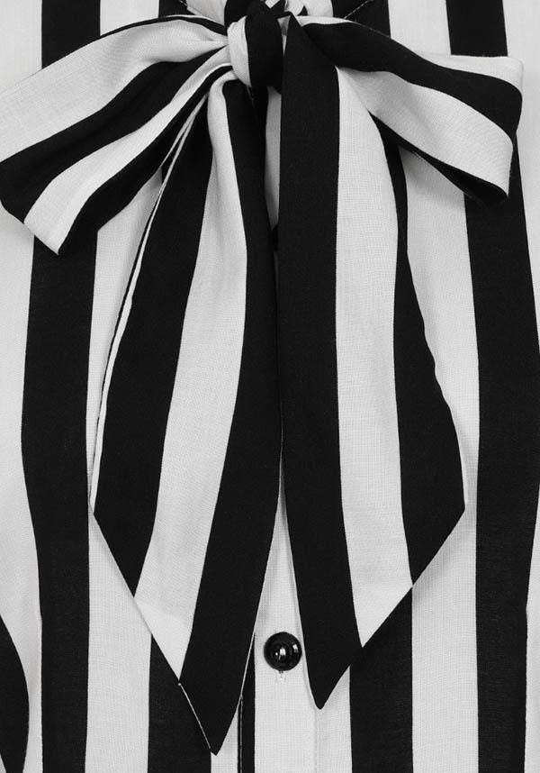 Beetlejuice-Inspired Monochrome Stripe Juno Women's Blouse | TOP