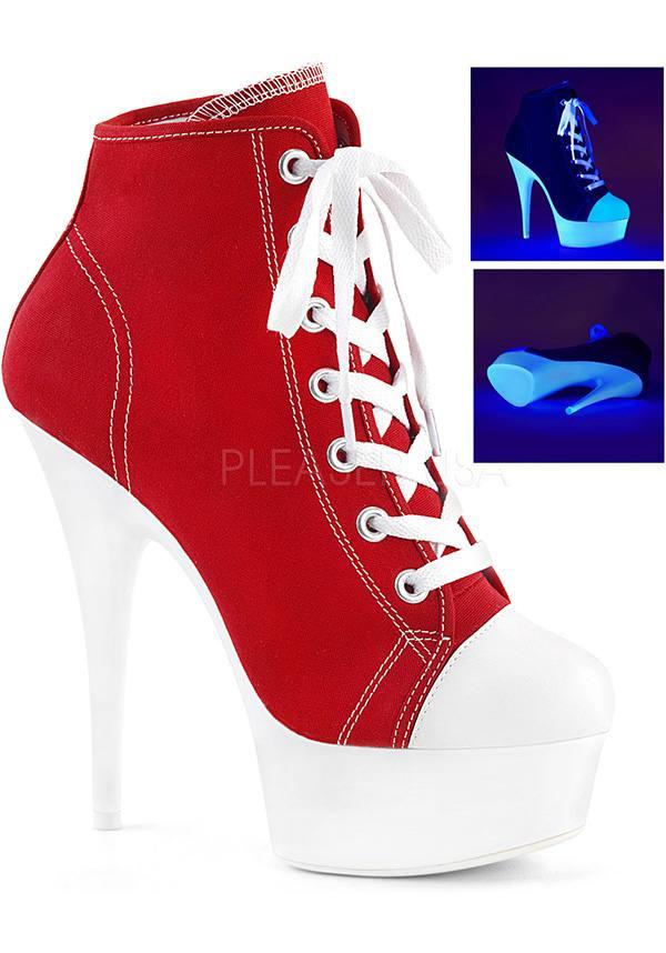 PREORDER: DELIGHT-600SK-02 Platform Boots in Red/Neon White