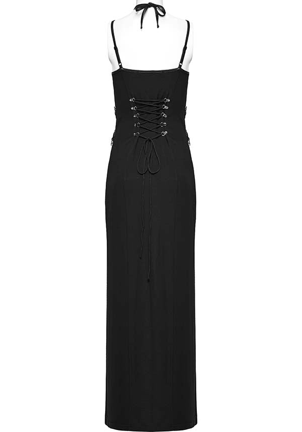 Punk Rave High Cut Maxi Dress: Comfortable, Versatile & Edgy Style