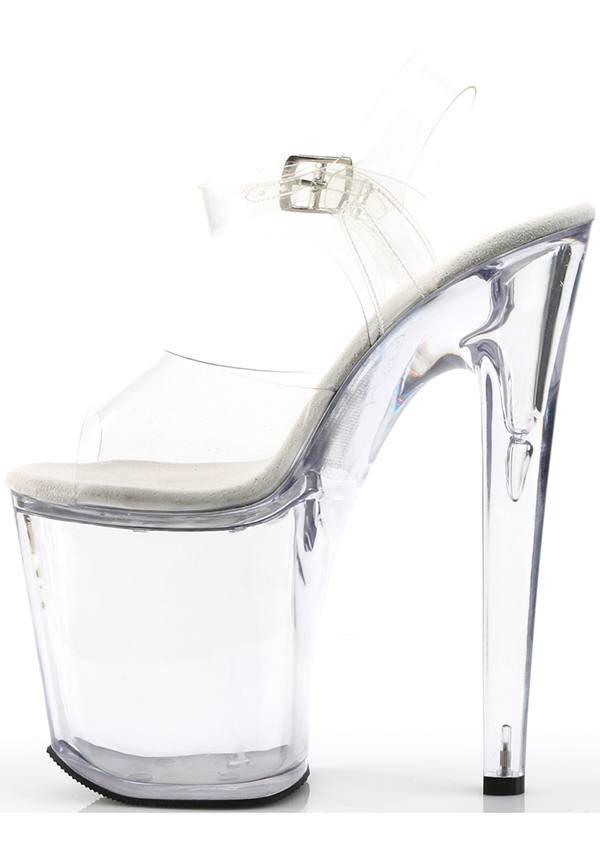 PREORDER - XTREME-808 Clear Platform Heel Ankle Strap Sandals