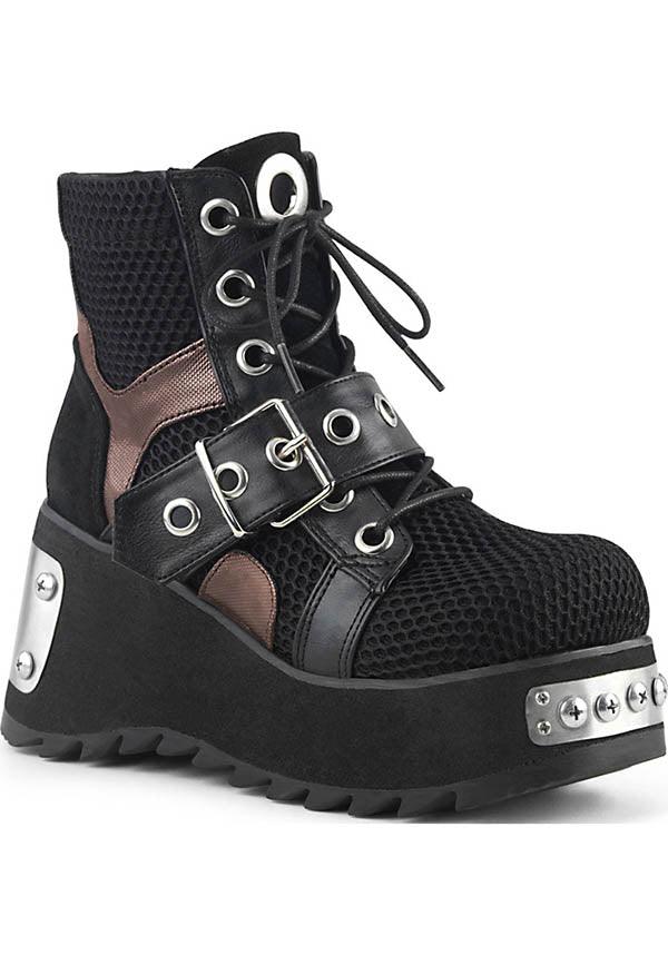 Black Demonia Lace - Up Platform Ankle Boots [Pre - order]