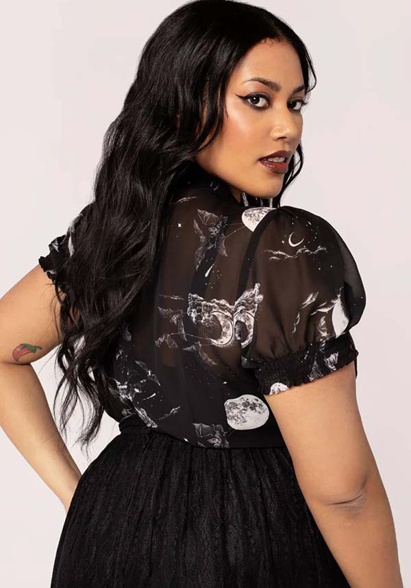 Hell Bunny's Enchanting Night Sky Chiffon Semi - Fitted Top