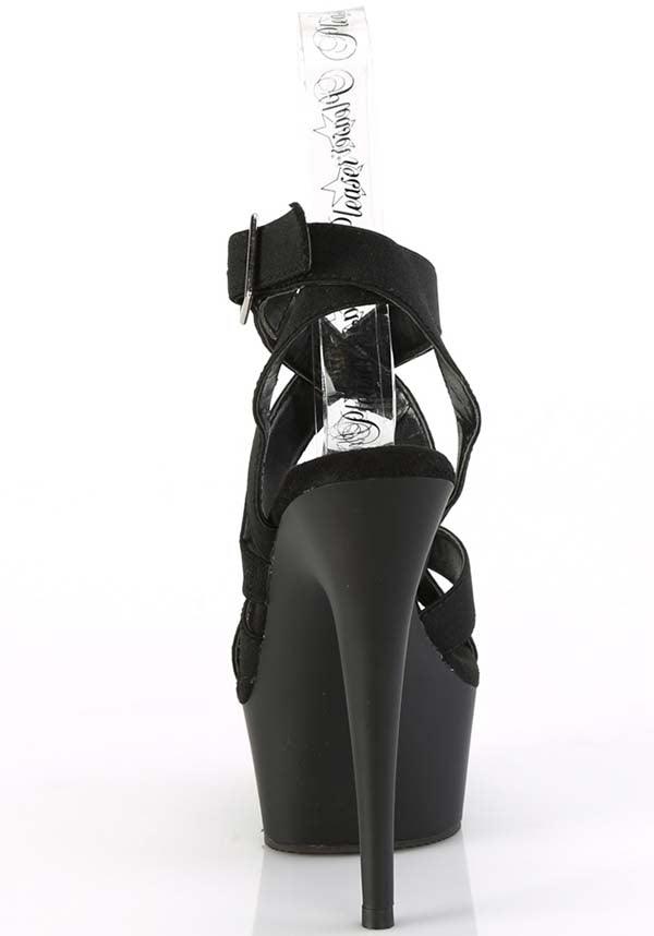 DELIGHT-638 Black High Heel Pre - order Double Criss Cross Wrap Around Ankle Buckle Sandals