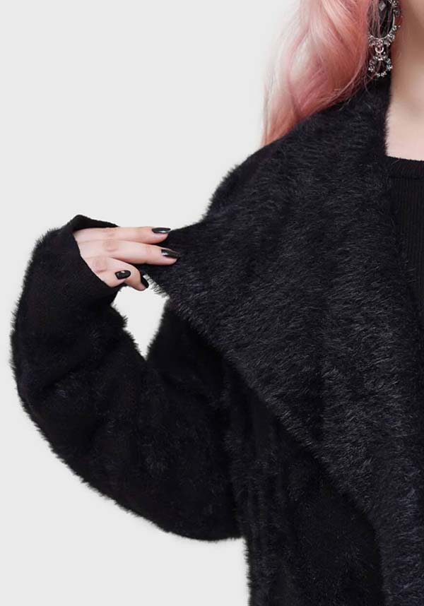 Soft and Fluffy Moon Thread Jacquard Knit Cardigan