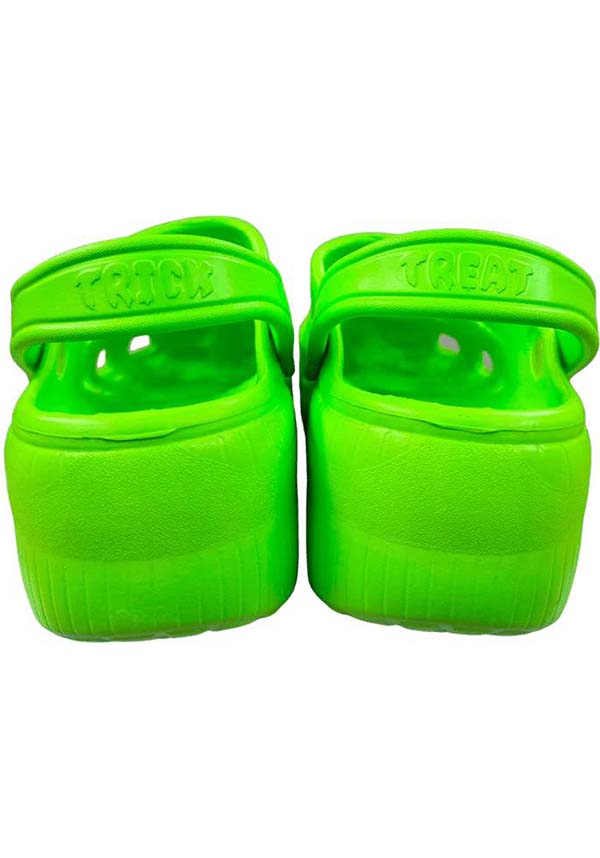 YRU Lime Green Bat Cutout RIPS Rubber Clogs for Bat Lovers