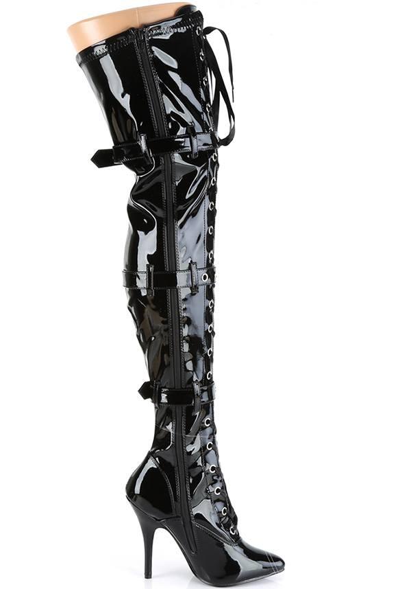 SEDUCE-3028 Black Patent Pre-ordered Thigh High Fashion Boots
