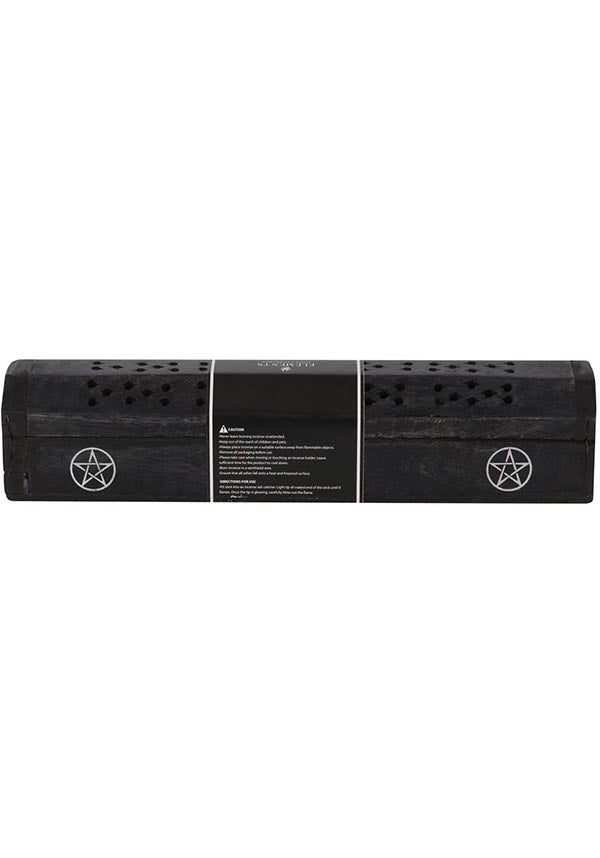 Pentagram-printed Mango Wood Incense Box Set with Black Pepper Fragranced Incense Sticks