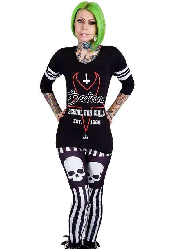 Cool Satan's School for Girls Football T-Shirt with Stylish Design