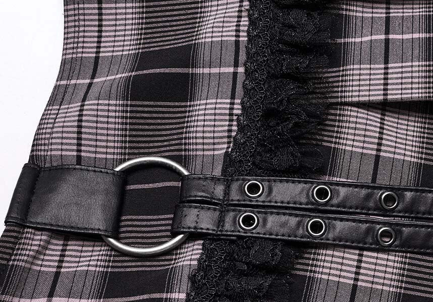 Quinn Baby Pink and Black Tartan Mini Skirt for Women - A Playful Fashion Statement