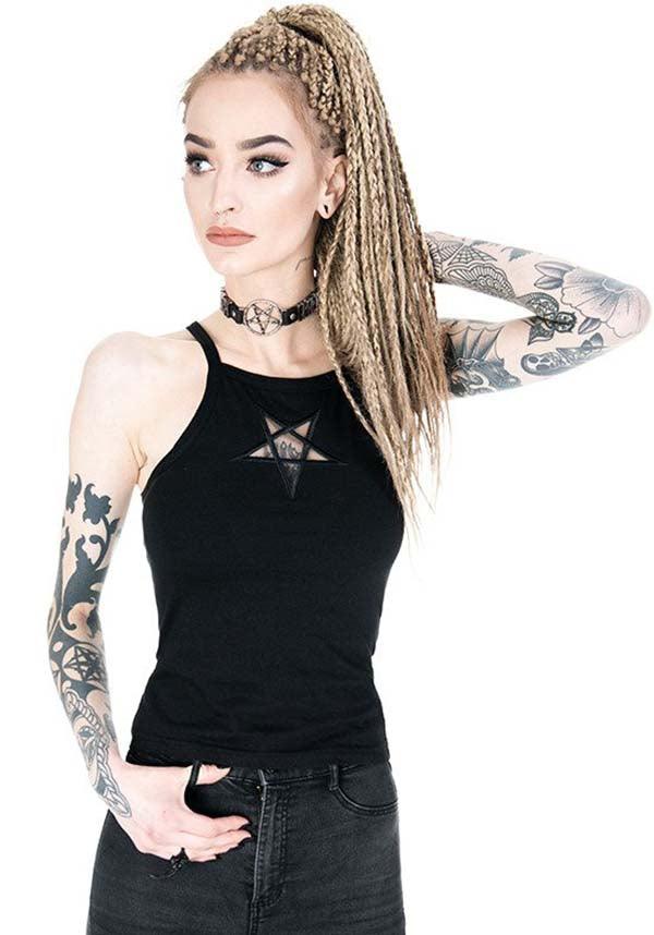 Restyle Pentagram Mesh Singlet Top - A Stylish Addition to Your Alternative Wardrobe