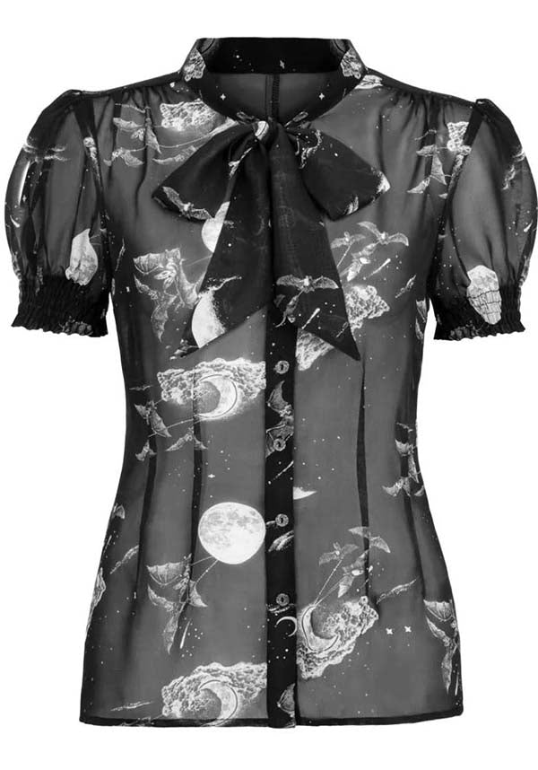 Hell Bunny's Enchanting Night Sky Chiffon Semi - Fitted Top