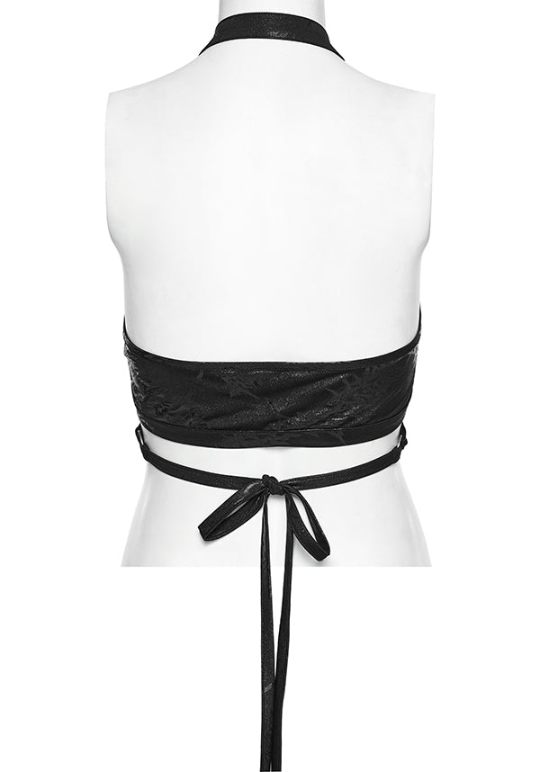 Punk Rave's Black Elastic Wrap Halter Top - Minerva Style