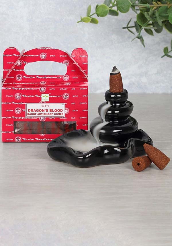 Satya's Exquisite Dragon's Blood Backflow Incense Cones for Stunning Smoke Displays