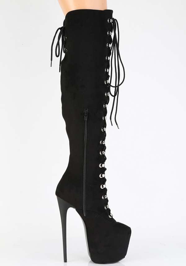 JUBILANT-3012FS Black Faux Leather Over-The-Knee Platform Boots - Preorder Now