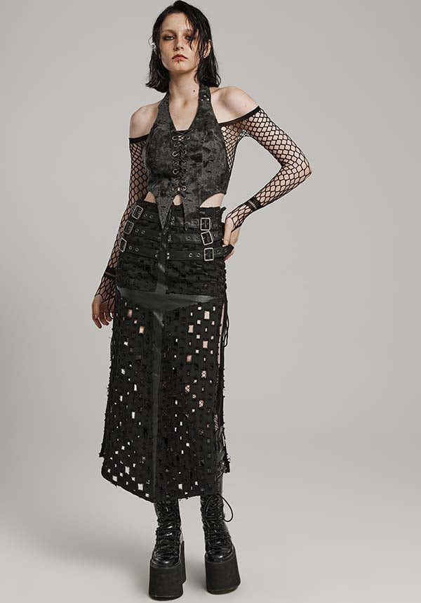 Punk Rave Mazikeen Buckle Design Women's Maxi Skirt