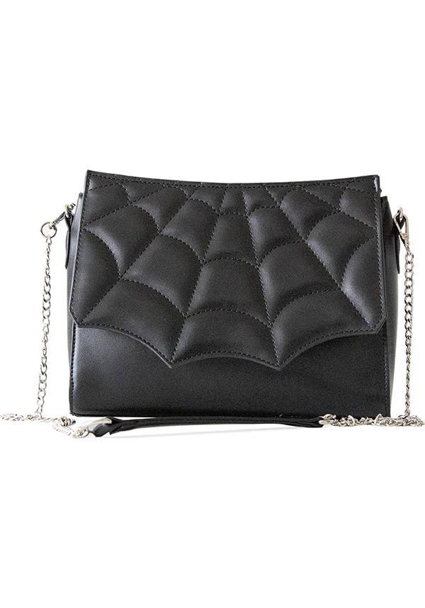 Mabris Spooky Cute Spiderweb Design Vegan Shoulder Bag for Everyday Use