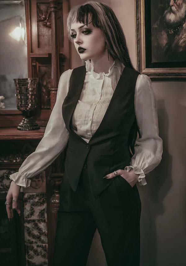 Lively Ghosts' Fashionable Jigsaw Black Vest for the Stylish