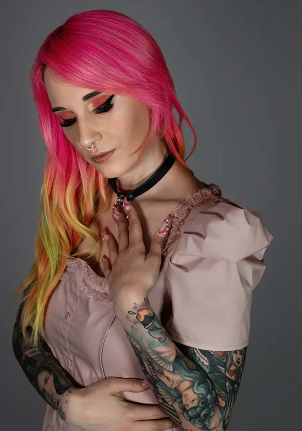 Lively Ghosts' Pastel Rose Gothic Lace Dress - Timeless Elegance