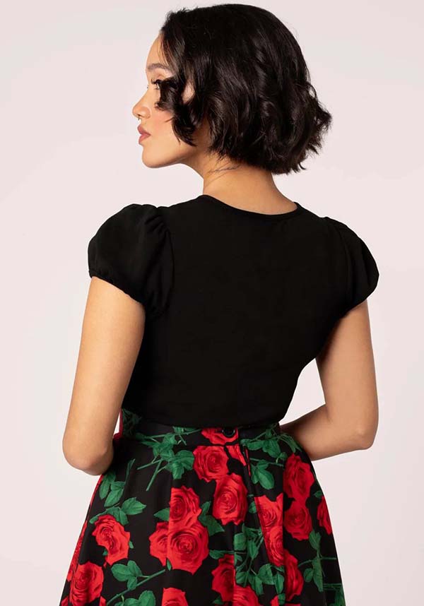 Hell Bunny Priscilla Women's Vintage-inspired Soft Black Jersey Top