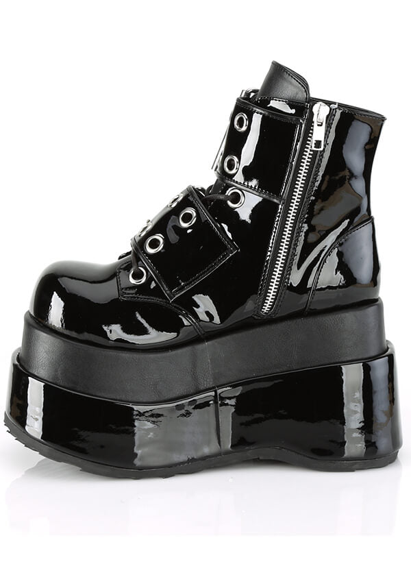BEAR-104 Black Patent Platform Ankle Boots - Preorder Now