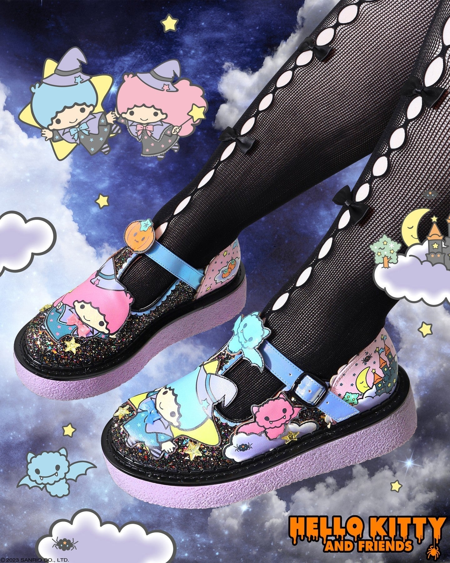 Star Castle CREEPERS - Enchantingly Cute Platform Mary Jane Flats for Halloween and Sanrio Lovers