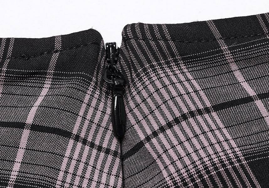 Quinn Baby Pink and Black Tartan Mini Skirt for Women - A Playful Fashion Statement