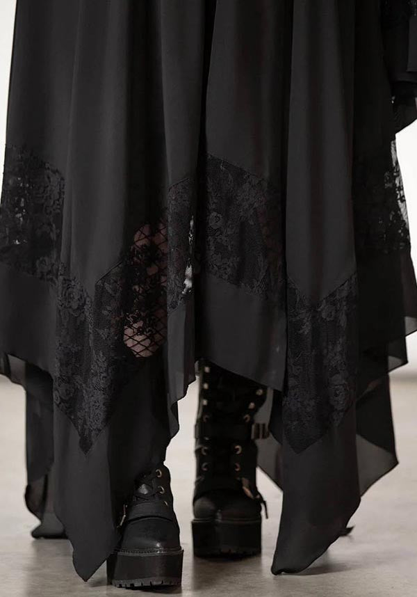 Elegant Misty Night Maxi Dress with Lace Detailing