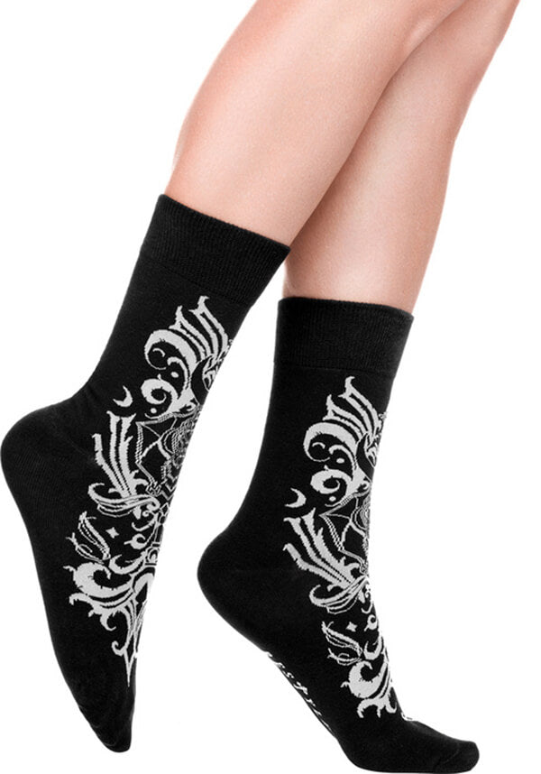 Restyle Gothic Bat Baroque Jacquard Socks for Fashionable Feet
