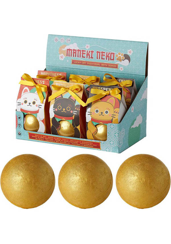 Maneki Neko Good Luck Gold Bath Bomb - Ideal for a Blissful Bath Experience