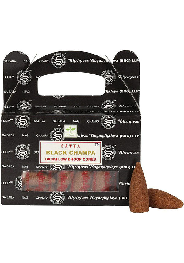 Satya's Exquisite Black Champa Long - lasting Backflow Incense Cones