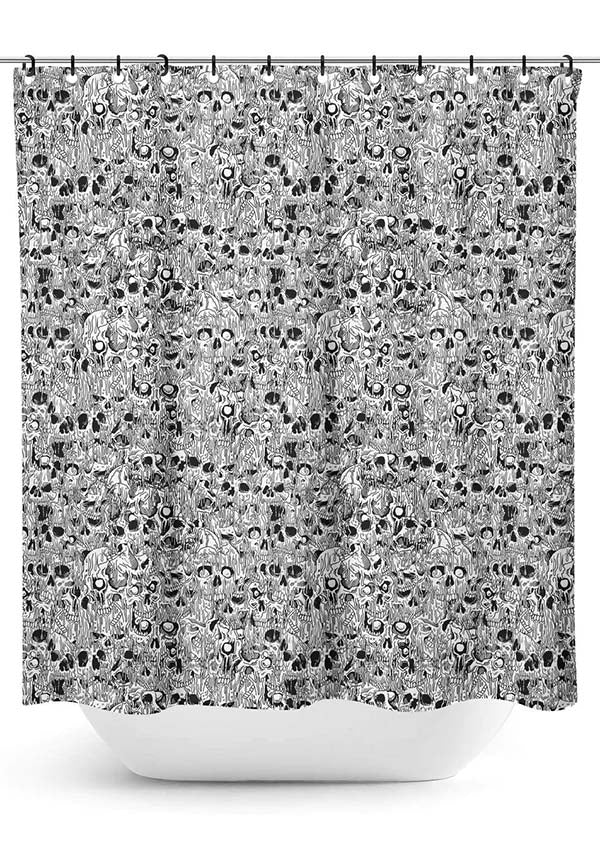 Sourpuss Melting Skulls Design Shower Curtain for Bathroom Decoration