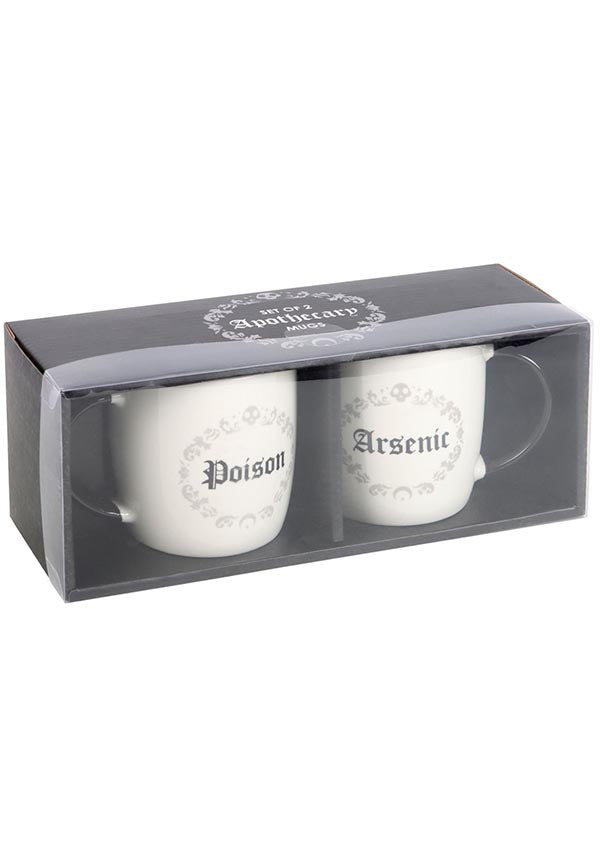 Gothic-themed Poison and Arsenic Couple Mug Set for a Playful Morning Brew