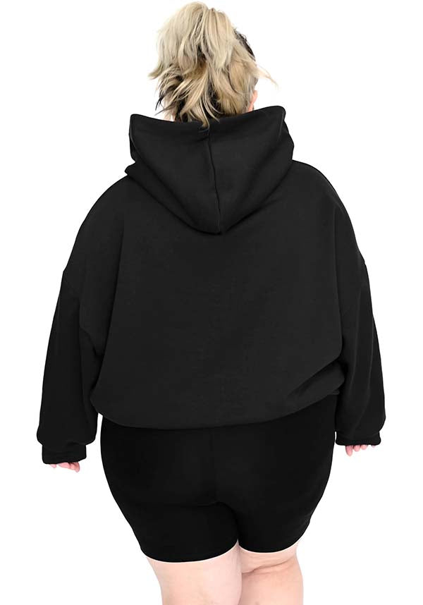 Foxblood's Cozy Oversized Crop Hoodie - The Ultimate Comfort Piece