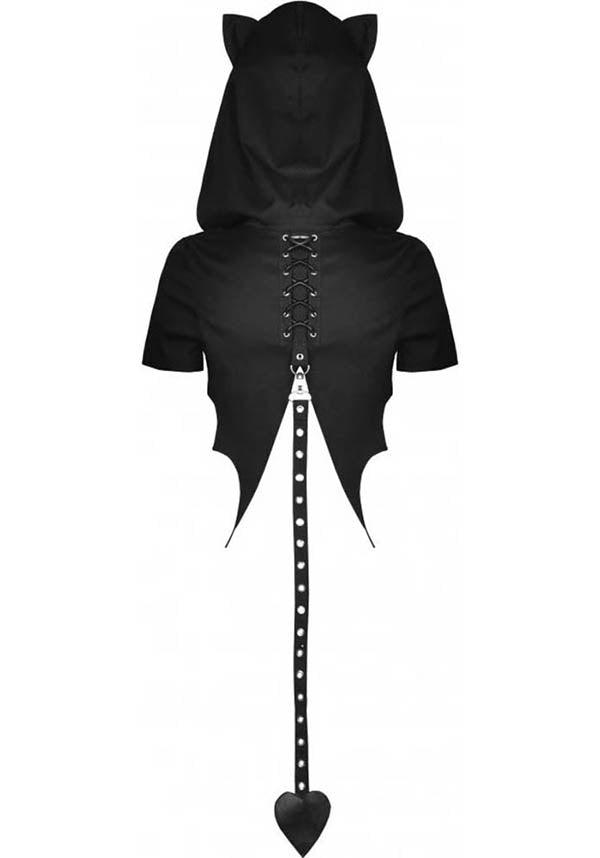 Black Cat Cropped Women's Fashion Hoodie with Unique Cat-Themed Design
