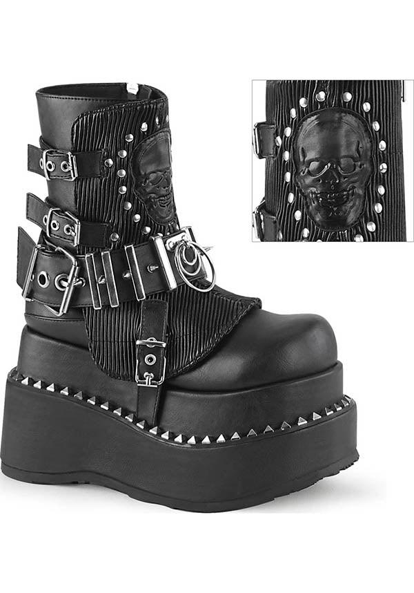 BEAR-150 Black Vegan Platform Lace-Up Ankle Boots - Pre-Order