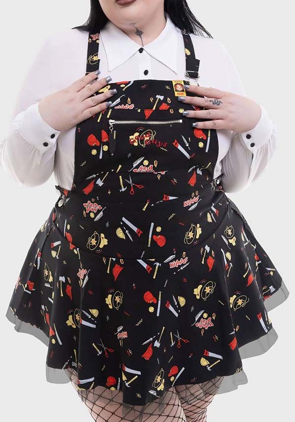Playtime Chucky Print Pinafore Dress with Unique Features