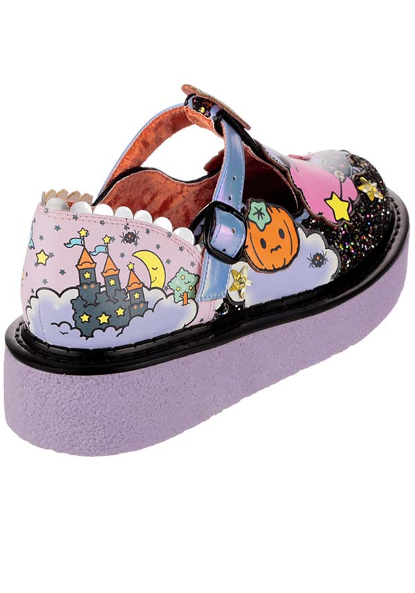 Star Castle CREEPERS - Enchantingly Cute Platform Mary Jane Flats for Halloween and Sanrio Lovers