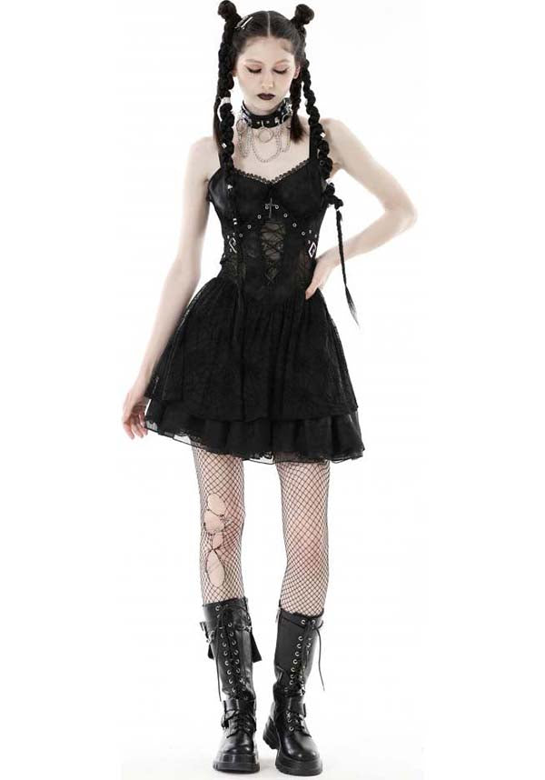 Edgy Punk Style Spider Mesh Women's Dress