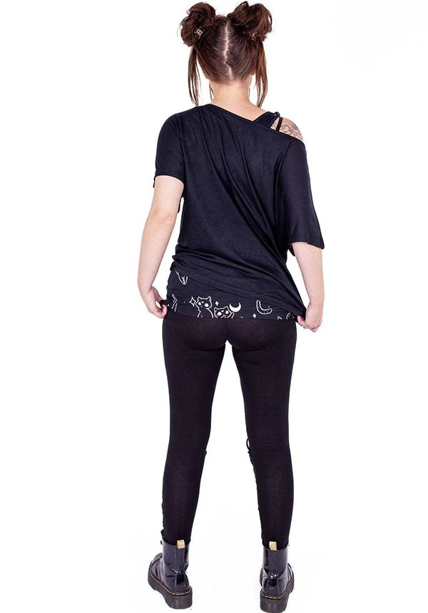 Enchanting Kitty Spellbook Fashion Top for Alternative Style Lovers