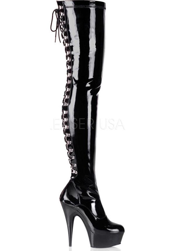 DELIGHT-3063 Patent Black Platform Boots - Preorder Now