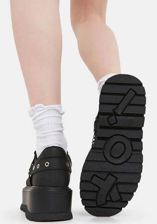 Retrograde All - Black Vegan Leather Platform Shoes for Goths and Punks