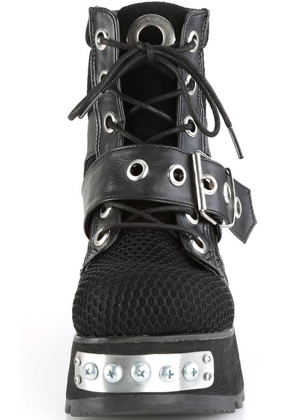 Black Demonia Lace - Up Platform Ankle Boots [Pre - order]