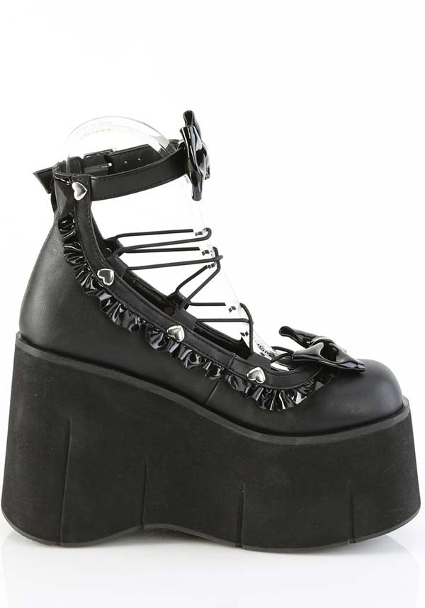 PREORDER: Black KERA-18 Platform Wrap-Around Ankle Strap Shoes
