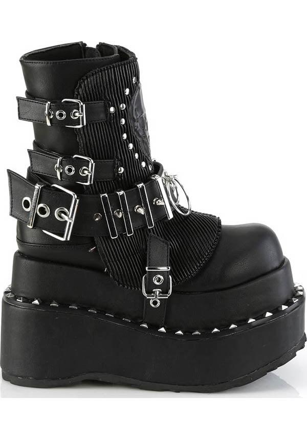BEAR-150 Black Vegan Platform Lace-Up Ankle Boots - Pre-Order