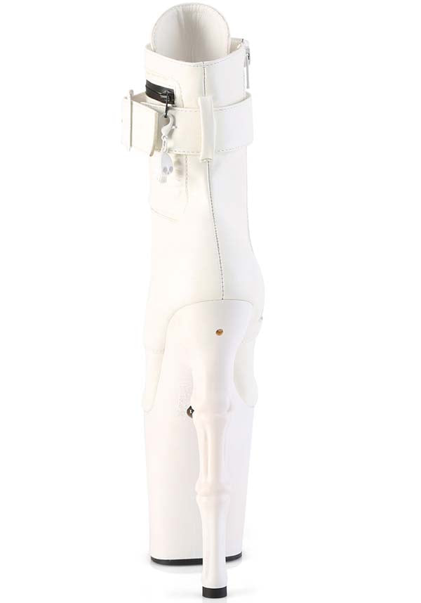 PREORDER - RAPTURE-1020STR-LT White Platform Lace - Up Front Ankle Boots