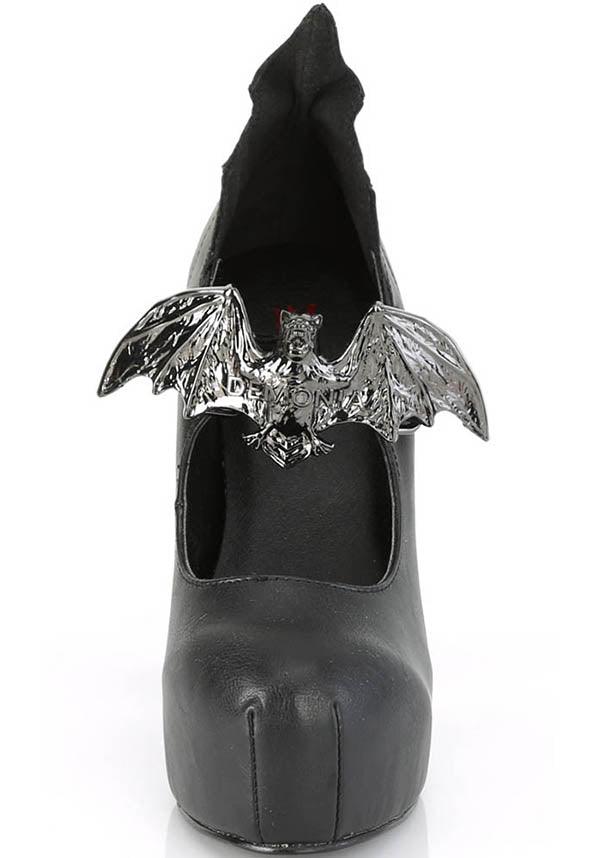 PREORDER! DEMON-18 Black Concealed Platform Slip-On Heels