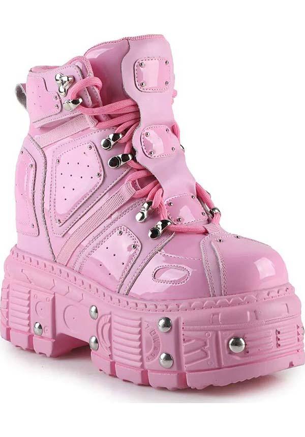 Pink Patent Mangosteen-05 Platform Boots for a Bold Statement