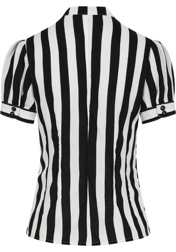 Beetlejuice-Inspired Monochrome Stripe Juno Women's Blouse | TOP