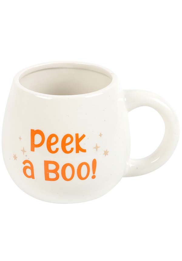 Peekaboo Ghost Themed Rounded Ceramic and Dolomite Coffee Mug for Halloween
