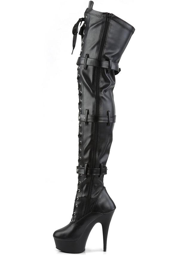 PREORDER: DELIGHT-3028 Black Platform Thigh High Boots
